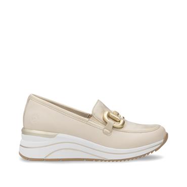 Remonte Link Detail Wedge Loafer - Cream Gold Combi